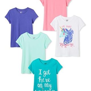 Amazon Essentials Girls and Toddlers' Short-Sleeve T-Shirt Tops-Discontinued Colors, Multipacks